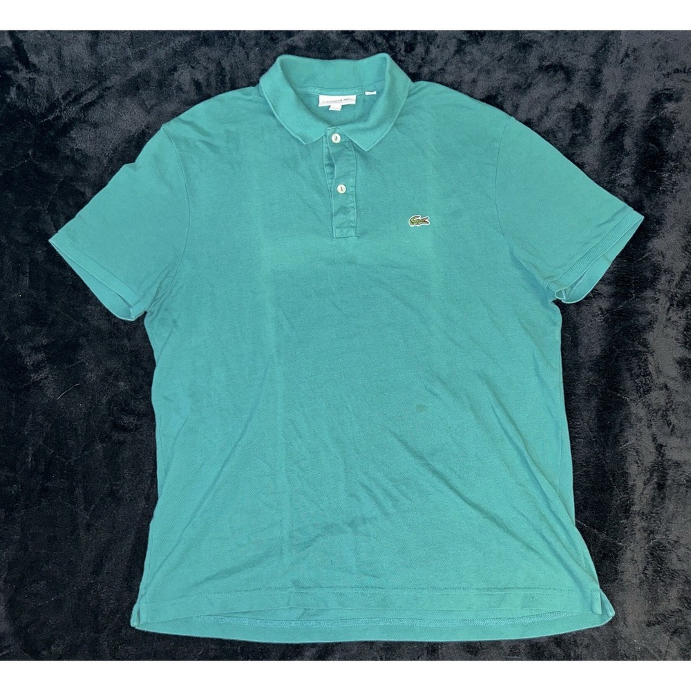 Lacoste Polo Shirt Mens 2XL FR 7 Teal Green Slim Fit PH4012 Short Sleeve Golf